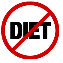 The word Diet with a large red circle with a line through it