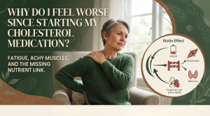 Middle-aged woman appearing tired, illustrating statin side effects in women such as muscle pain and fatigue.