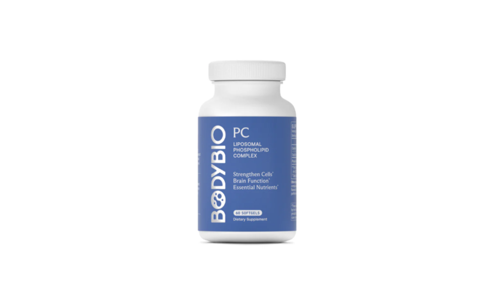 BodyBio PC Liposomal Phospholipid Complex 60 softgels dietary supplement bottle